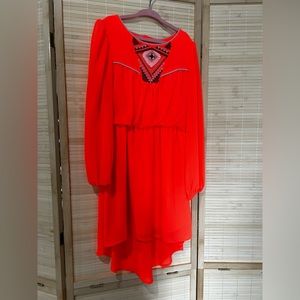 Boho geometric print orange girls small dress 👗